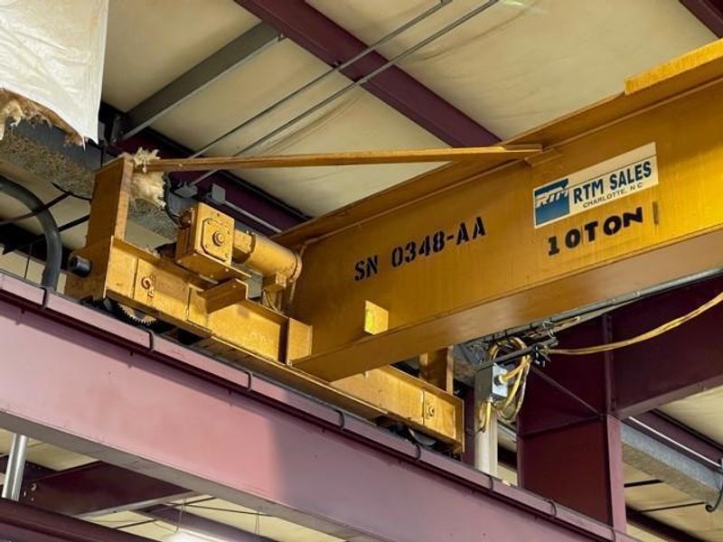 10 TON X 45' WIDE X 147' LONG RMT SINGLE GIRDER OVERHEAD CRANE SYSTEM