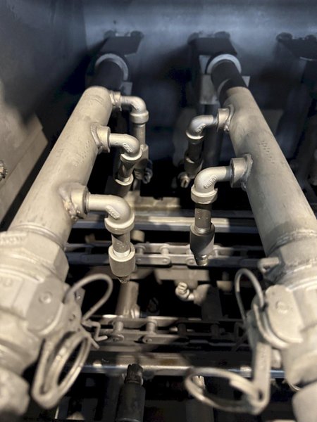 9" X 192" RANSOHOFF LEANVEYOR FOUR STAGE (WASH/RINSE/RINSE/BLOW OFF) WASHER. STOCK # 1113425.