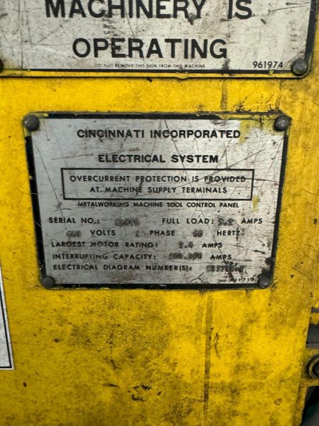 120" CINCINNATI SHEET STACKER CONVEYOR. STOCK # 0895524