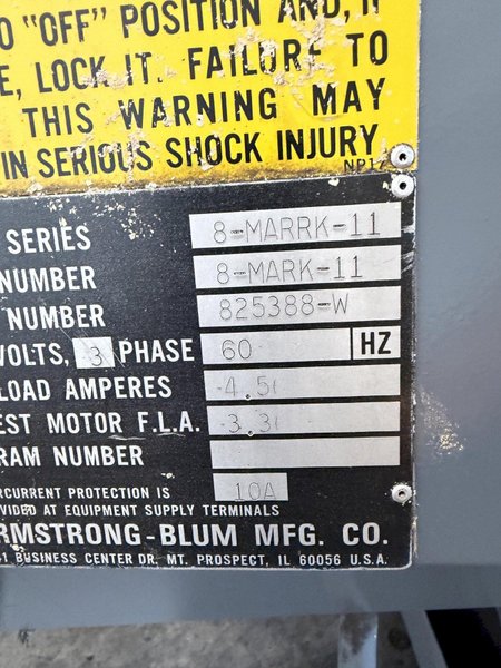 18" X 20" MARVEL SERIES 8 MARK II VERTICAL BANDSAW. STOCK # 0665125