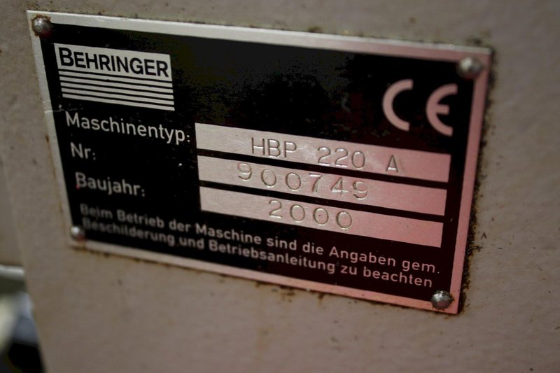 8.6" X 8.6" BEHRINGER MODEL #S2 HBP-220A HORIZONTAL BANDSAW: STOCK #75889