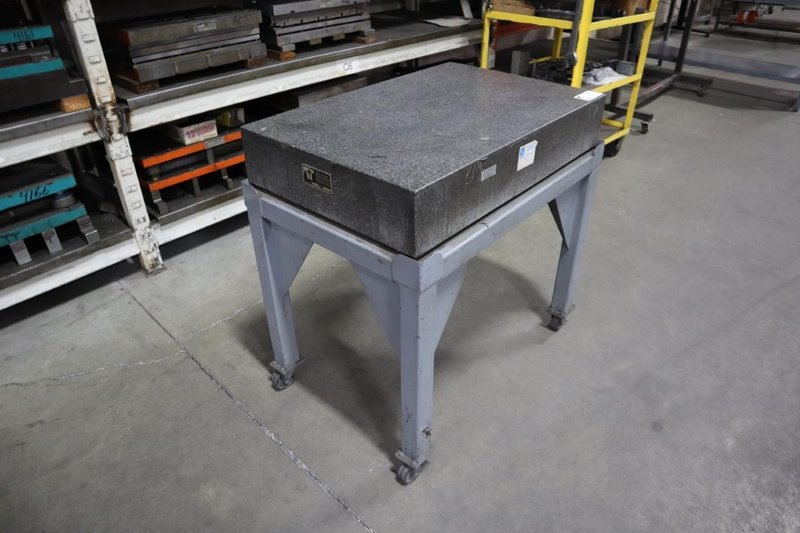 TruStone Grade A Granite Surface Plate, 36" x 24" x 6", No-Ledge, Portable Steel Stand- Auction Item