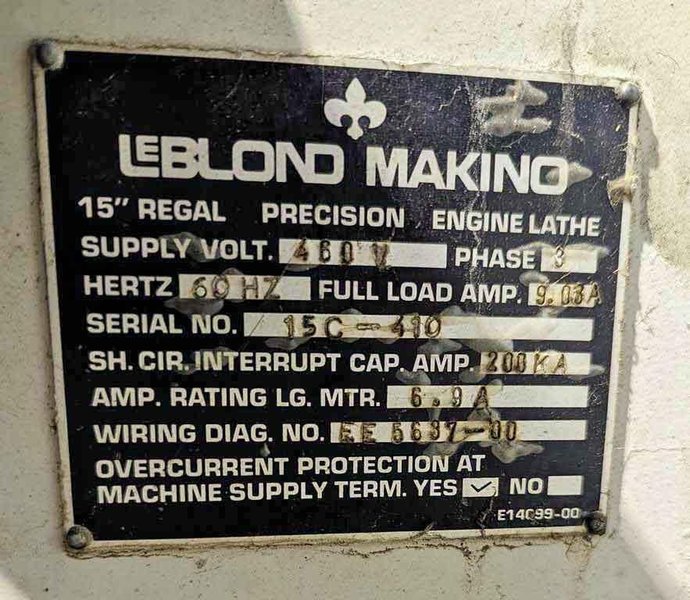 Lathe, Leblond Makino, 15.5&quot; x 54&quot;