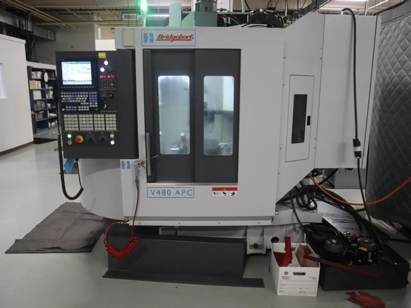 Hardinge-Bridgeport Model V480 APC Vertical Machining Center with 2-Station Automatic Pallet Changer, 10K Spindle, Probing System, Chip Conveyor