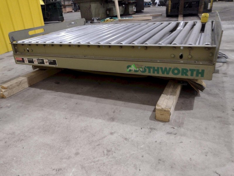 3800 LBS X 60" X 42" SOUTHWORTH MODEL #LS4-36 HYDRAULIC SCISSOR LIFT TABLE WITH ROLLER TOP, 110 VOLT: STOCK #20887