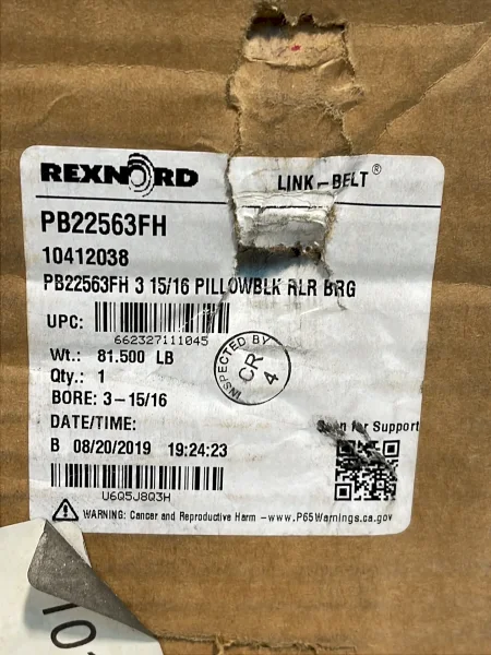 REXNORD 3-15/16” BORE LINK-BELT MOUNTED SPHERICAL ROLLER BEARING  -  PB22563FH