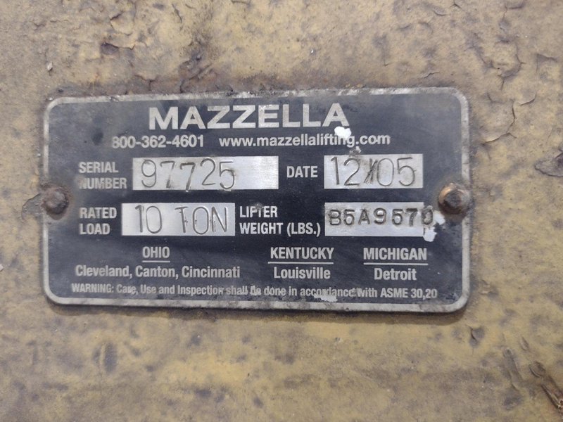 10 TON X 40&quot; WIDE MAZZELLA C-HOOK CRANE COIL LIFTER: STOCK #23568