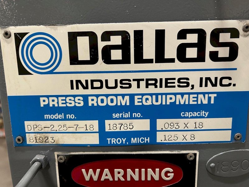 Dallas Coil Reel And Straightener Combination 4,000 Lbs. x 18&quot; Wide