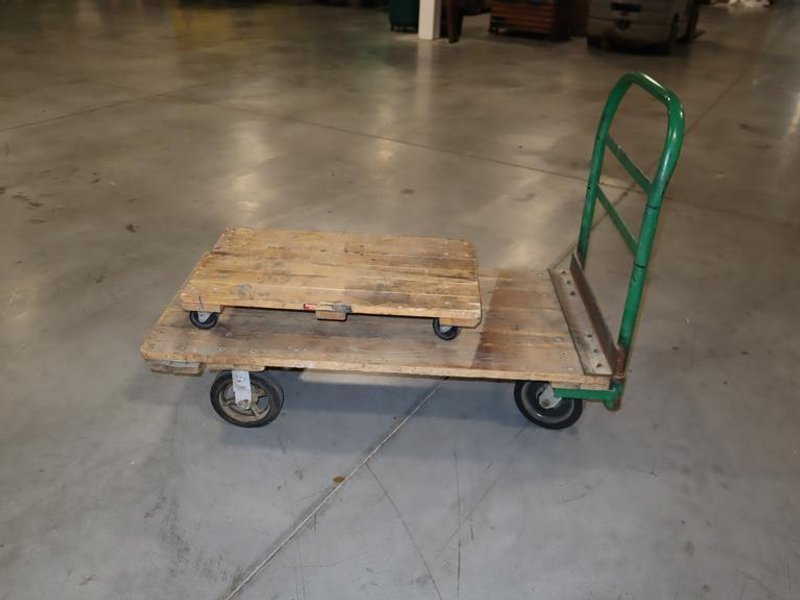 Rolling Shop Cart with Wooden Deck, and Wooden Furniture Dolly with Swivel Casters- Auction Item