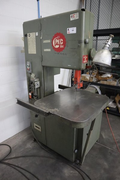 Grob 4V-18 Vertical Band Saw, 18" Throat, Blade Welder | Grinder, Variable Band Speed, Tilting Work Table w Pneumatic Feed- Auction Item