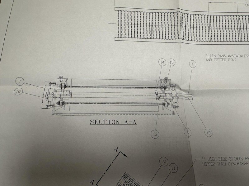 20&#039; LONG X 24” WIDE STEEL BELT POWERED INCLINED PARTS CONVEYOR: STOCK #20814
