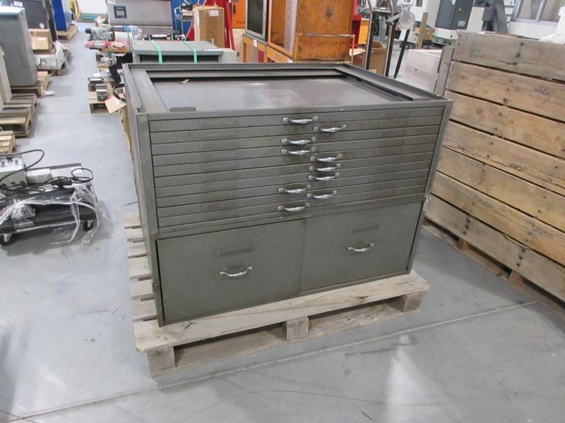 Metal 11 Drawer Blueprint Cabinet with 2 Bottom File Drawers- Auction Item