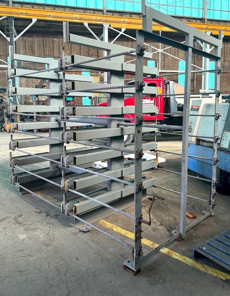 Roll-Out Cantilever Rack, Double Sided, (7) Roll-Out Shelves Each Side