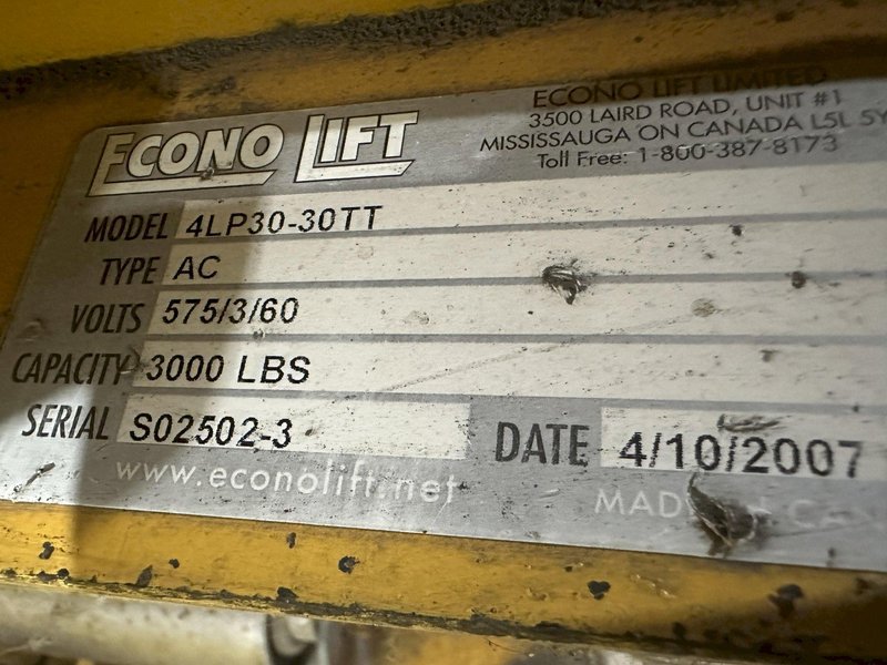 4,000 LBS X 60" X 48" ECONO LIFT HYDRAULIC SCISSOR LIFT TABLE WITH ROTARY ROLLER CONVEYOR TOP, 115 VOLT: STOCK #20958