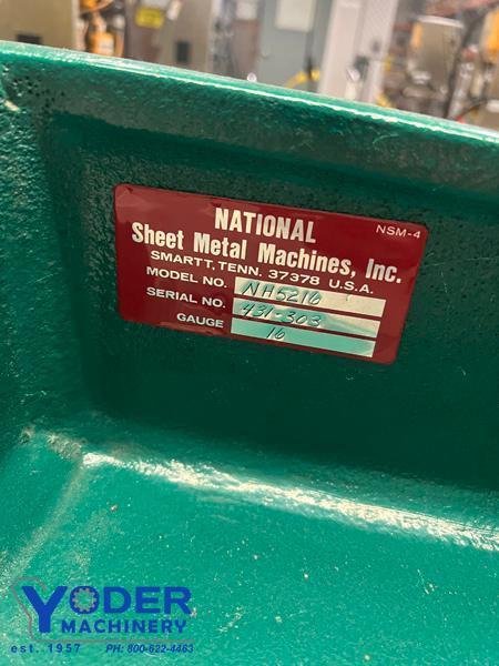 52&quot; X 16 GA NATIONAL MODEL NH5216  HYDRAULIC SQUARING: STOCK #77907