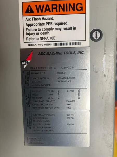 10,000 LBS X 48" ASC ADVANTAGE SERIES UNCOILER COIL REEL, NEW 2018: YOBRO #24960