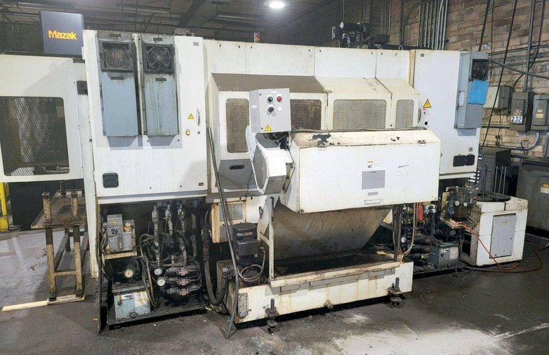 FUJI TNW-35TR 6-AXIS TWIN SPINDLE LIVE TOOL LATHE W/ GANTRY LOADER, 2007- Twin Turrets, 8″ Chucks x2