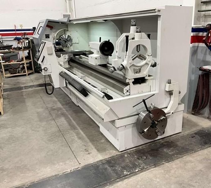 Like new, 2022 CNC flatbed lathe with FAGOR CNC Controls