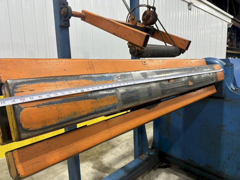 12,000 LB X 72" ROWE MODEL #12060-DSV POWERED COIL REEL / UNCOILER WITH HOLD DOWN ARM: STOCK 20234