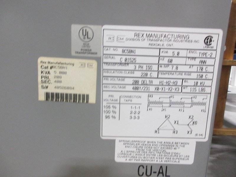 REX Manufacturing BC5BN1 Transformer- Auction Item