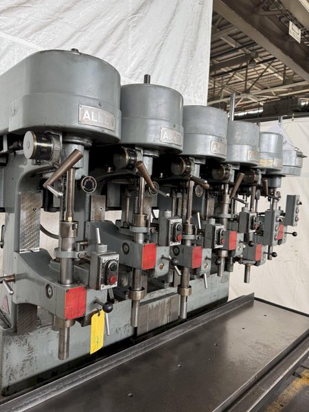6-SPINDLE ALLEN VARIABLE-SPEED GANG DRILL PRESS. STOCK # 0550325
