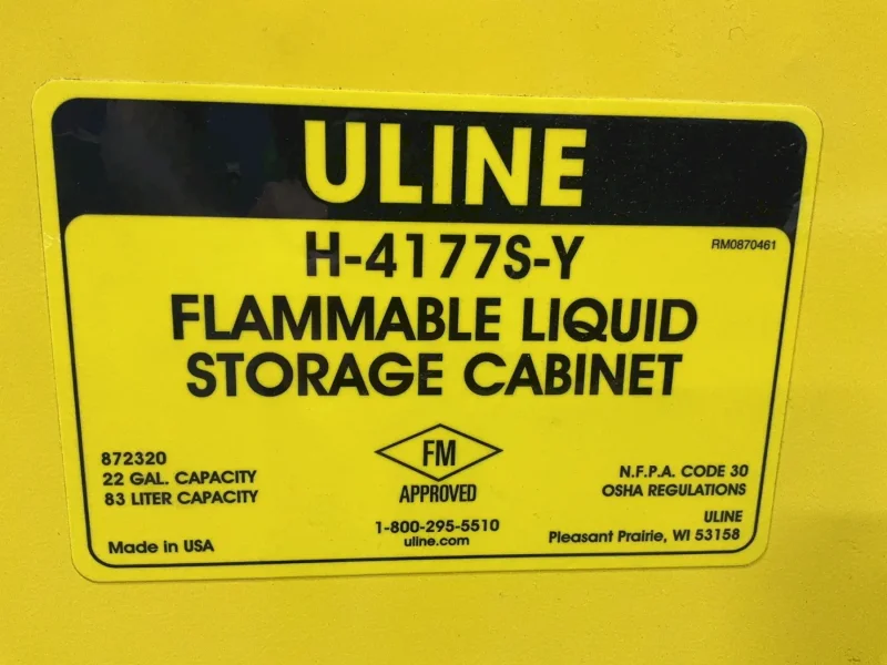ULINE 22 GAL. FLAMMABLE LIQUID STORAGE CABINET  -  H-4177S-Y