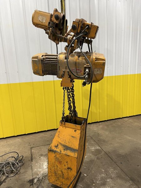 10,000 LB (5 TON) HARRINGTON MOTORIZED CHAIN HOIST W/ POWER TROLLEY: STOCK #19954