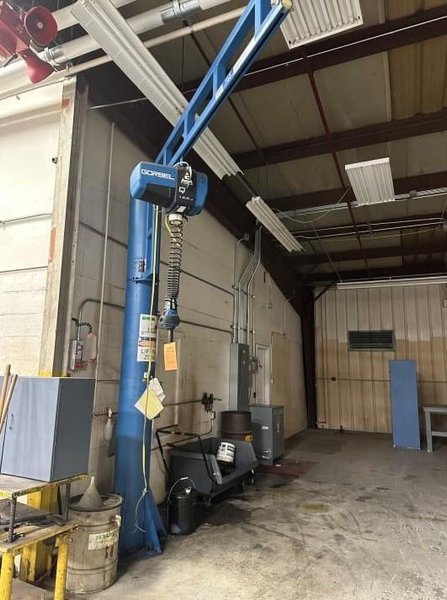 165 LB GORBEL JIB CRANE W/ G-FORCE INTELLIGENT LIFTING DEVICE. STOCK # 0362324.