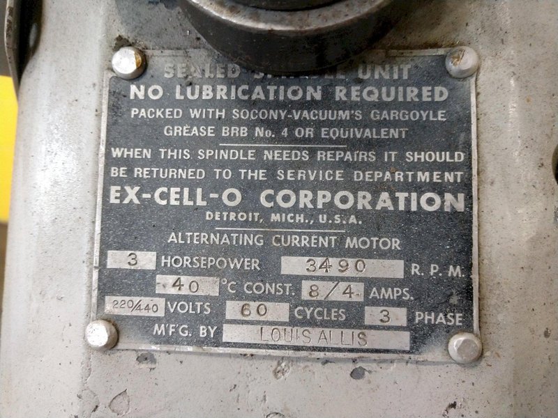 3 HP EX-CELL-O MOTORIZED SPINDLE GRINDER:  STOCK 13708