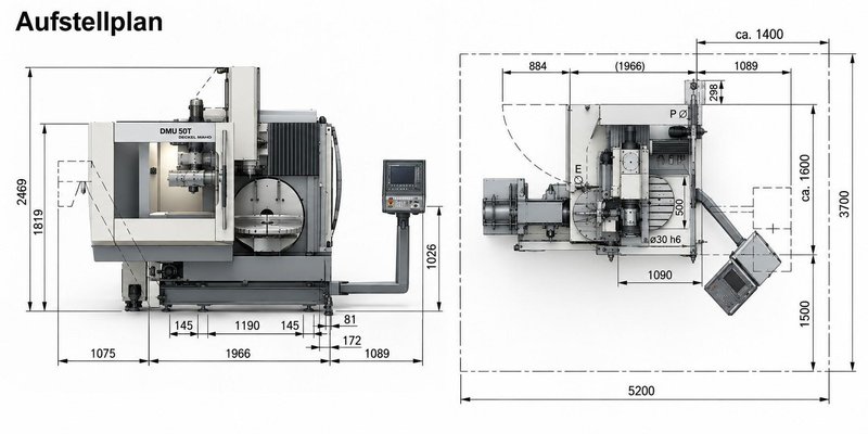 Deckel-Maho - DMU50T X: 500 - Y: 400 - Z: 400 mm CNC
