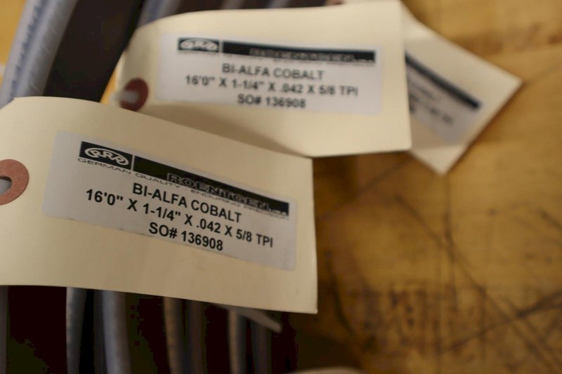 Roentgen Bi-Alfa Cobalt Bandsaw Blades (8pcs) **All New**, (4) 16' x 1.25" x .042" 5/8 TPI, (4) 12'10" x 1" x .035" 6/10 TPI- Auction Item