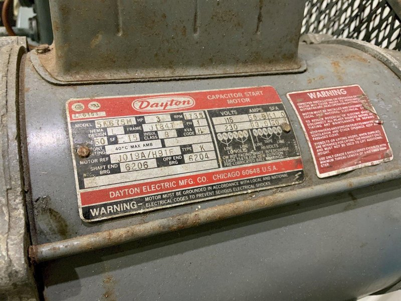 3 HP SAYLOR BELE SINGLE PHASE AIR COMPRESSOR: STOCK #80351