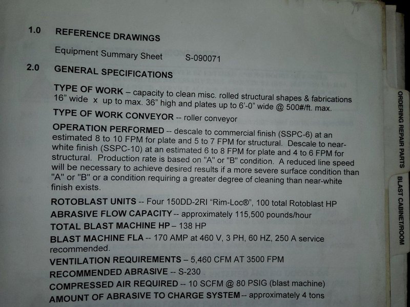 4 WHEEL PANGBORN MODEL #ES-1821-109 ROTOBLAST STRUCTURAL STEEL BLAST MACHINE: YOBRO #24788
