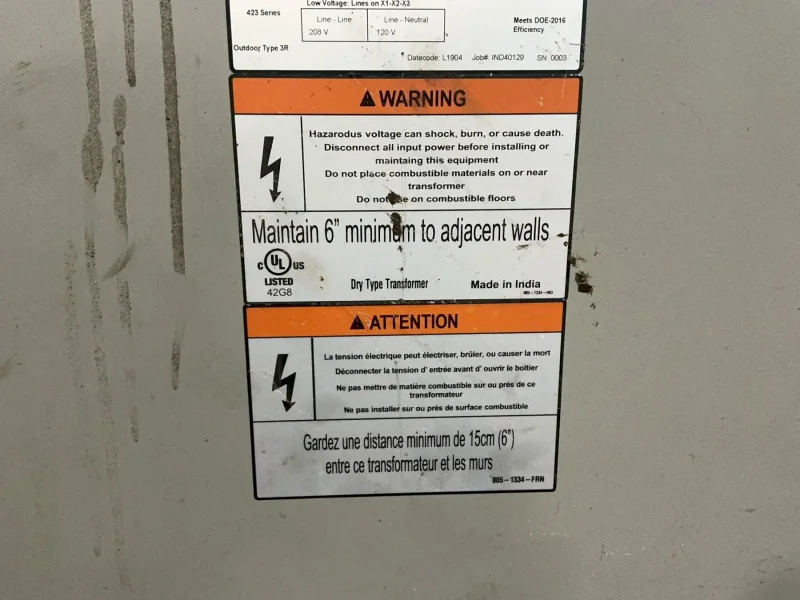 SIEMENS 75 KVA TRANSFORMER   -  3F3Y075D16