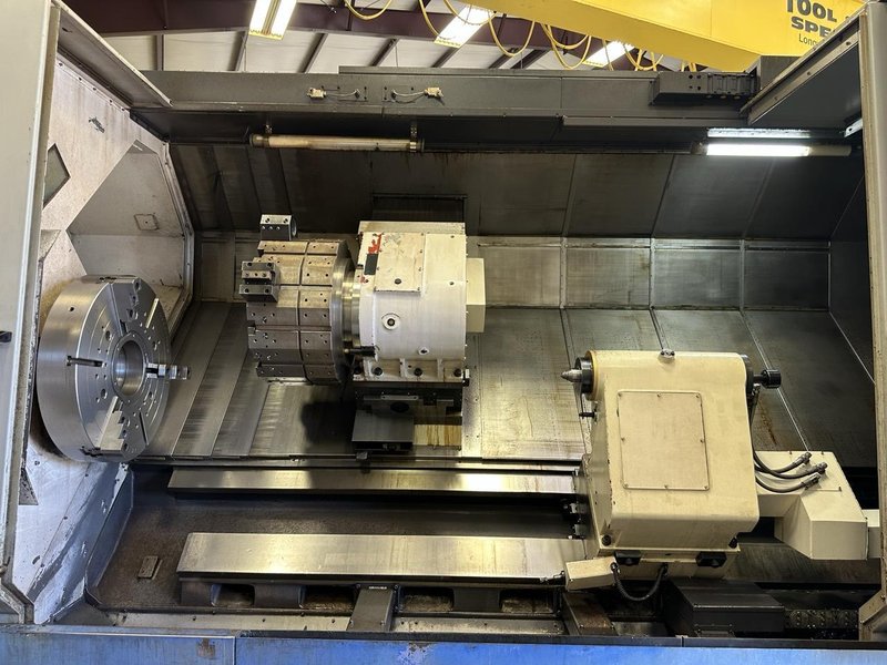 Hwacheon Hi-Tech 850L CNC Lathe, 2013 – 32″ Chuck, Tailstock, Chip Conveyor, Tool Presetter