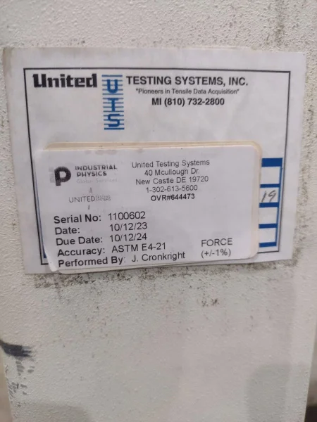 UNITED MODEL #SSTM-5 TENSILE TESTER: STOCK # 4162