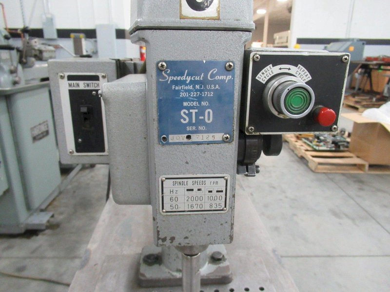SpeedyCut ST-0 Tapping Machine with 5" Throat W/ Foot Pedal, Mounted On Metal Table
