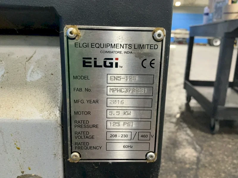 ELGI EQUIPMENTS LIMITED 5.5 KW SCREW AIR COMPRESSOR  -  EN5-125