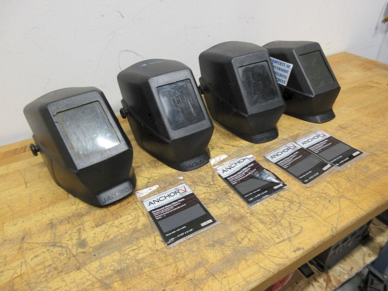 Jackson Safety Welding Helmets, (4pcs) Fixed Shade with New Hardened Glass Filler Plates- Auction Item