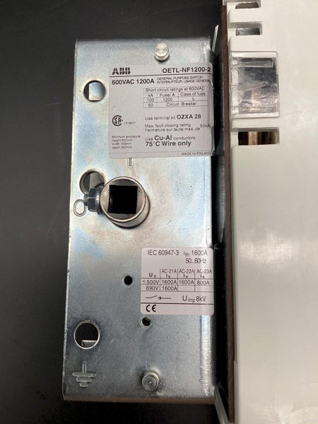 ABB OETL-NF1200-2 1200A, 2-Pole, 600V General Purpose Disconnect Switch USED