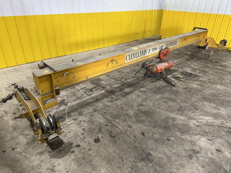 3 TON X 17' CLEVELAND TRAMRAIL UNDERSLUNG BRIDGE CRANE W/3-TON CM LODESTAR HOIST: STOCK #23053