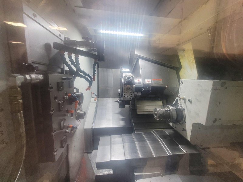Yama Seiki GTW-1500Y CNC Multi-Axis Lathe, 6" Chuck, 5000 RPM, 12 position Turret, Live Tooling, Gang Tool Slide, Sub-Spindle, Fanuc 32i-B, LNS Quickload Servo S2 Barfeeder, 25HP, New 2017