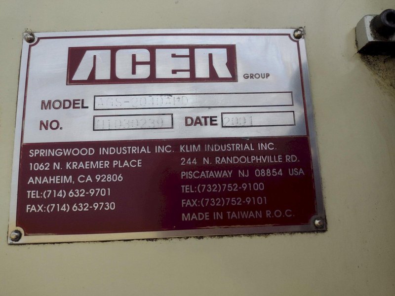 20&quot; X 40&quot; ACER MODEL #AGS-2040AHD 3 AXIS AUTOMATIC HORIZONTAL SURFACE GRINDER: STOCK #19823