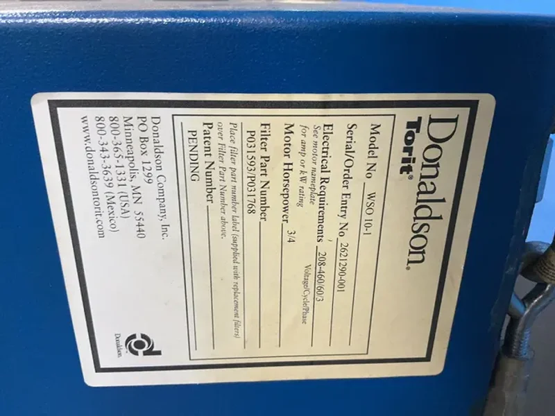 DONALDSON TORIT 3/4 HP MIST COLLECTOR  -  WSO 10-1