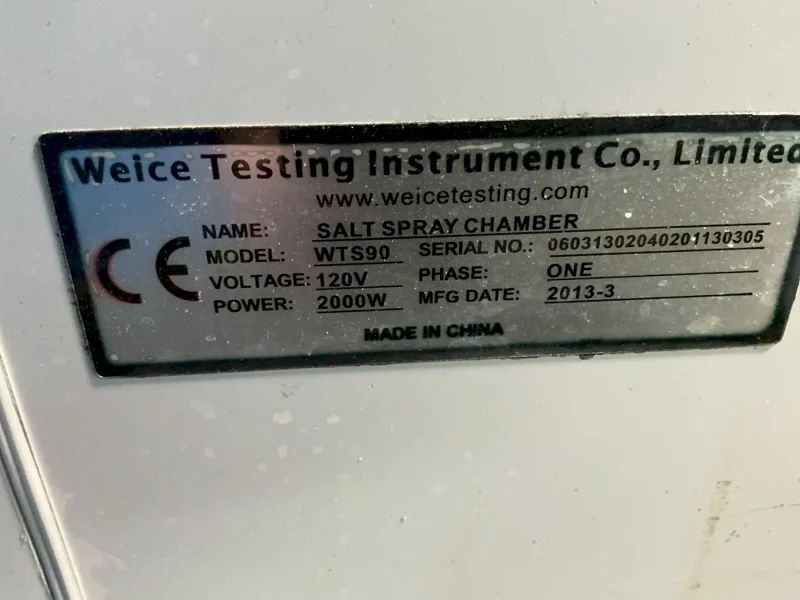 WEICE TESTING INSTRUMENT CO 35” X 24” X 20” SALT SPRAY CHAMBER   -  WTS90