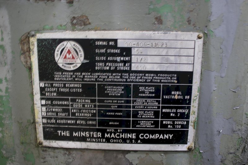 400 TON MINSTER KNUCKLE JOINT PRESS: STOCK #74582