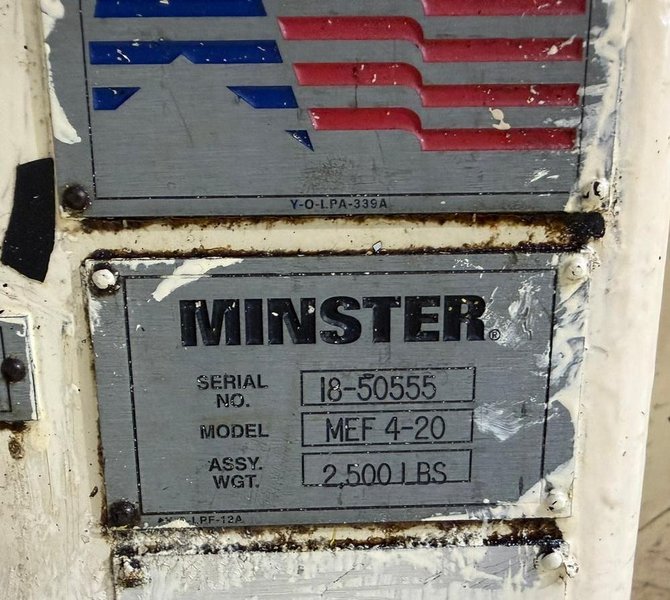 Used Minster Servo Coil Feed Line - 20 inch x 10,000 lbs. x .110" Thickness Capacity, Year 1996