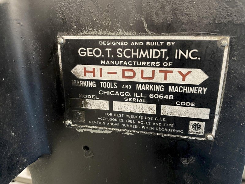 GEO SCHMIDT MODEL #175-3 MARKING MACHINE: STOCK #77040
