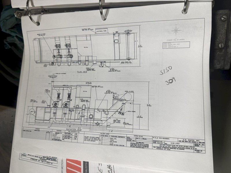 650 GPM D.E. SMITH MODEL #LVR-8725 VACUUM FILTER SYSTEM FOR GRINDING OPERATIONS, NEW 2013: YOBRO #24306