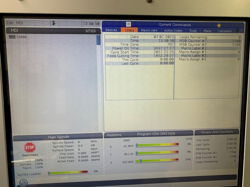 2022 Haas VM 2 with Probing and 5th Axis Vertical Machining Center